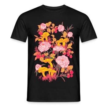 PFINGSTROSEN UND PFIFFERLINGE - Männer T-Shirt - Schwarz - Vorne - AI Model Male 178 light (178cm)
