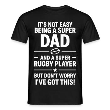 Super Papa Rugby Lustiges Vatergeschenk - Männer T-Shirt - Schwarz - Vorne - AI Model Male 178 light (178cm)