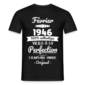 80-jähriges Jubiläum – Februar 1946 Original - Männer T-Shirt - Schwarz - Vorne - AI Model Male 178 light (178cm)