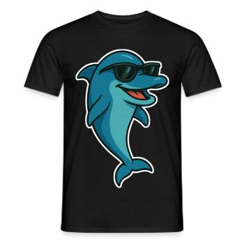 Delfin mit Sonnebrille - Männer T-Shirt - Schwarz - Vorne - AI Model Male 178 light (178cm)