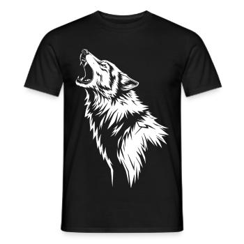 Loup Hurlant en Silhouette - T-shirt homme - noir - Devant - AI Model Male 178 light (178cm)