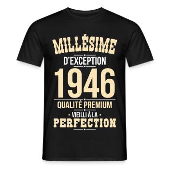 1946 – Millésime d’exception – Qualité premium - T-shirt homme - noir - Devant - AI Model Male 178 light (178cm)