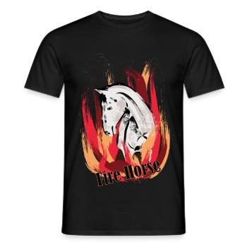 Fire Horse - Illustration with flames - Men's T-Shirt - black - Front - AI Model Male 178 light (178cm)