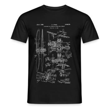 Vintage Aircraft Patent Aeronautical Technical Board - Men's T-Shirt - black - Front - AI Model Male 178 light (178cm)
