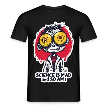 Aufkleber mit weit aufgerissenen Augen des verrückten Wissenschaftlers - Männer T-Shirt - Schwarz - Vorne - AI Model Male 178 light (178cm)