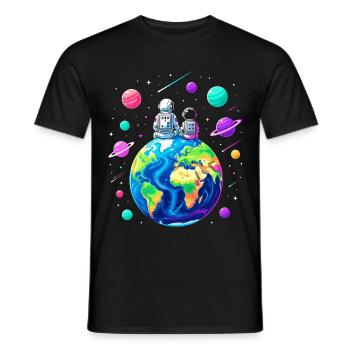 Vater & Sohn Planeten – Alles Gute zum Vatertag - Männer T-Shirt - Schwarz - Vorne - AI Model Male 178 light (178cm)