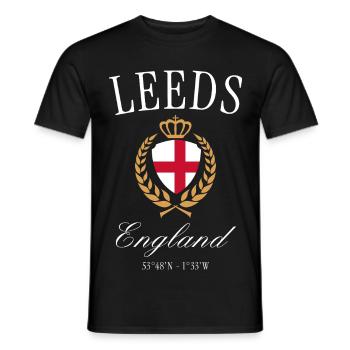 Leeds England Wappen Krone – Reise Souvenir - Männer T-Shirt - Schwarz - Vorne - AI Model Male 178 light (178cm)