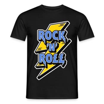 Rock 'N' Roll Logo with Lightning Bolt - Men's T-Shirt - black - Front - AI Model Male 178 light (178cm)