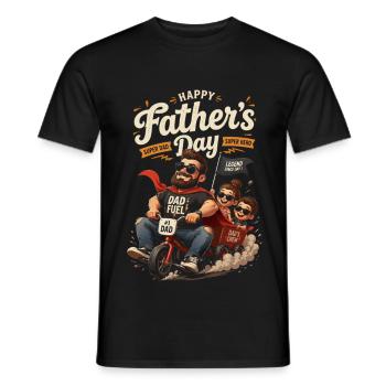 Père en Moto Festif – Jour des Pères - T-shirt homme - noir - Devant - AI Model Male 178 light (178cm)