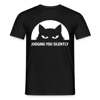Chat Noir Rigolo : Je te juge en silence - T-shirt homme - noir - Devant - AI Model Male 178 light (178cm)