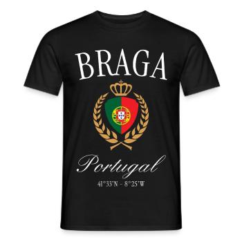 Braga Portugal Wappen Krone – Reise Souvenir - Männer T-Shirt - Schwarz - Vorne - AI Model Male 178 light (178cm)