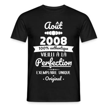 18. Geburtstag – August 2008 Original - Männer T-Shirt - Schwarz - Vorne - AI Model Male 178 light (178cm)