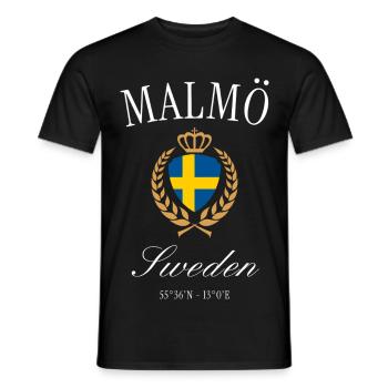 Malmö Schweden Wappen Krone – Reise Souvenir - Männer T-Shirt - Schwarz - Vorne - AI Model Male 178 light (178cm)