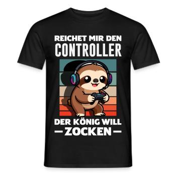 Controller König Will Zocken Lustiges Faultier - Männer T-Shirt - Schwarz - Vorne - AI Model Male 178 light (178cm)