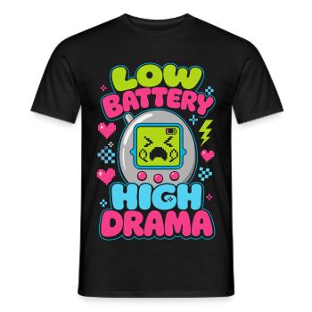 Low Battery High Drama Retro - Männer T-Shirt - Schwarz - Vorne - AI Model Male 178 light (178cm)