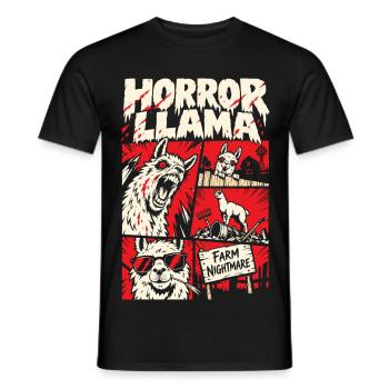 Horror-Lama – Farm Nightmare Comic - Männer T-Shirt - Schwarz - Vorne - AI Model Male 178 light (178cm)