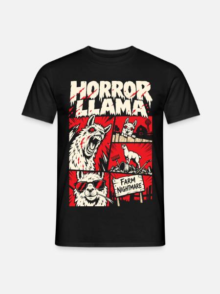 Horror-Lama – Farm Nightmare Comic - Männer T-Shirt - Schwarz