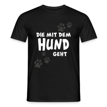 Die mit dem Hund geht Hundemotiv - Männer T-Shirt - Schwarz - Vorne - AI Model Male 178 light (178cm)