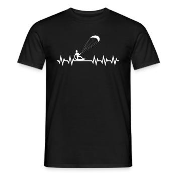 Kite kiting kitesurfing board kiter heart gift - Men's T-Shirt - black - Front - AI Model Male 178 light (178cm)