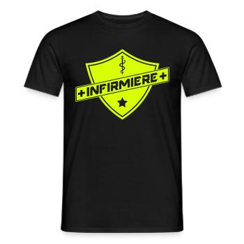 blason infirmiere - T-shirt homme - noir - Devant - AI Model Male 178 light (178cm)