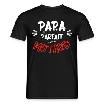 Papa parfait motard / Cadeau / Humour / Moto - T-shirt homme - noir - Devant - AI Model Male 178 light (178cm)