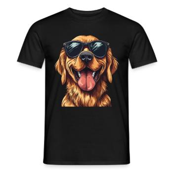 Lustiger Hund Sonnenbrille Comic Illustration - Männer T-Shirt - Schwarz - Vorne - AI Model Male 178 light (178cm)
