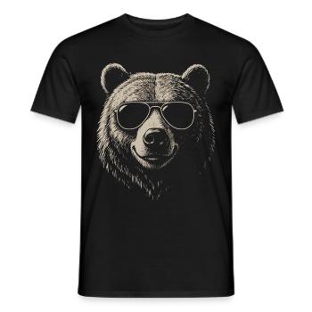 Ours Illustration Lunettes de soleil Cool Vintage - T-shirt homme - noir - Devant - AI Model Male 178 light (178cm)