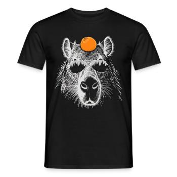 Cool Capybara rongeur illustration orange fruit - T-shirt homme - noir - Devant - AI Model Male 178 light (178cm)