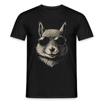 Cooles Eichhörnchen mit Sonnenbrille Illustration - Männer T-Shirt - Schwarz - Vorne - AI Model Male 178 light (178cm)