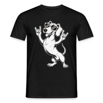 Cool teckel Wiener chien amoureux des lunettes de soleil Rock - T-shirt homme - noir - Devant - AI Model Male 178 light (178cm)