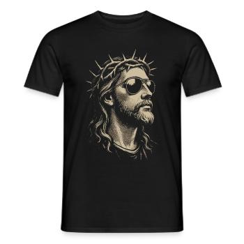 Jésus Christ Dieu Couronne d’épines Lunettes de soleil Moderne - T-shirt homme - noir - Devant - AI Model Male 178 light (178cm)