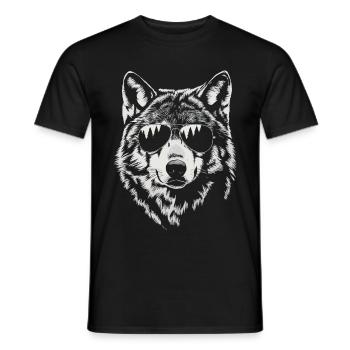 Wolf Illustration Sonnenbrille Coole Tierkunst - Männer T-Shirt - Schwarz - Vorne - AI Model Male 178 light (178cm)