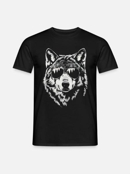 Wolf Illustration Sonnenbrille Coole Tierkunst - Männer T-Shirt - Schwarz