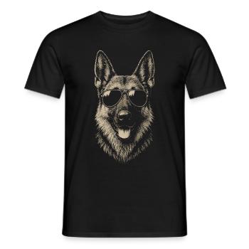 Deutscher Schäferhund Sonnenbrille Coole Illustration - Männer T-Shirt - Schwarz - Vorne - AI Model Male 178 light (178cm)