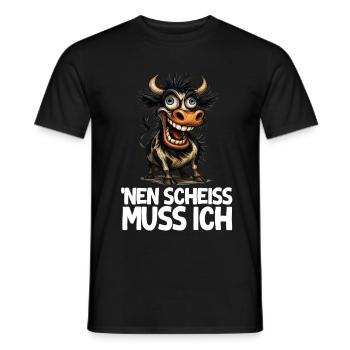 lustige Kuh Cartoon Humor Spruch - Männer T-Shirt - Schwarz - Vorne - AI Model Male 178 light (178cm)