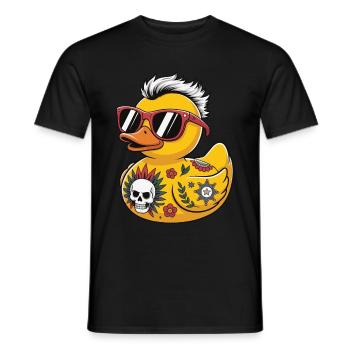 punk gummi ente sonnenbrille schädel tattoo blume - Männer T-Shirt - Schwarz - Vorne - AI Model Male 178 light (178cm)