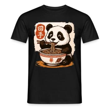 Mignon Panda Mangeant Des Nouilles Illustration De La Cuisine Asiatique - T-shirt homme - noir - Devant - AI Model Male 178 light (178cm)