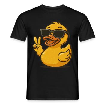 Cool Rubber Duck Sunglasses Peace Sign Duck Lover - Men's T-Shirt - black - Front - AI Model Male 178 light (178cm)