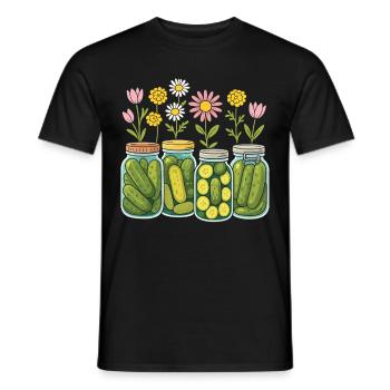 Concombres marinés Pots Fleurs Floral Décoration intérieure - T-shirt homme - noir - Devant - AI Model Male 178 light (178cm)