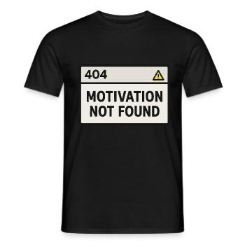 404 Motivation not found – Nerd-Design - Männer T-Shirt - Schwarz - Vorne - AI Model Male 178 light (178cm)