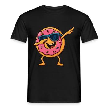 Funny Cool Dabbing Pose Cartoon Donut Dancing - Men's T-Shirt - black - Front - AI Model Male 178 light (178cm)
