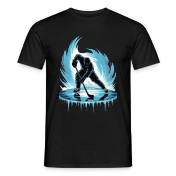 Cool Hockey Player Skating Skater Stick Puck - Men's T-Shirt - black - Front - AI Model Male 178 light (178cm)