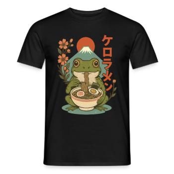 Frosch Esst Ramen Japanischer Mt. Fuji Kirschblüten - Männer T-Shirt - Schwarz - Vorne - AI Model Male 178 light (178cm)