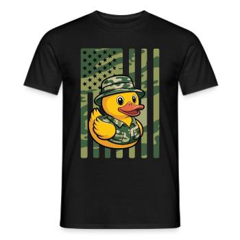 Canard en caoutchouc mignon Militaire vétéran de l’armée Camouflage militaire - T-shirt homme - noir - Devant - AI Model Male 178 light (178cm)