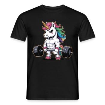 Muskulöses Einhorn Gewichtheben Fitnessstudio Fitness Workout - Männer T-Shirt - Schwarz - Vorne - AI Model Male 178 light (178cm)