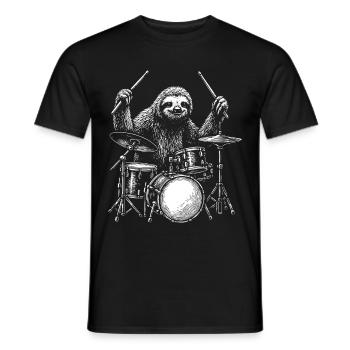 Drummer Sloth Animal Drum Set Musician Percussion - Men's T-Shirt - black - Front - AI Model Male 178 light (178cm)