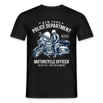 POLICE DEPARTMENT - Police Motorcycle Design Shirt - T-shirt homme - noir - Devant - AI Model Male 178 light (178cm)