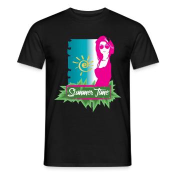 Sommerzeit mit sexy Mädchen trägt Sonnenbrille - Männer T-Shirt - Schwarz - Vorne - AI Model Male 178 light (178cm)