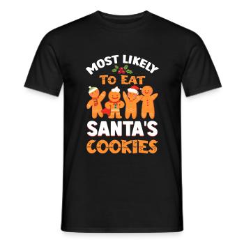 Santa Gingerbread - Lebkuchen man Design - Men's T-Shirt - black - Front - AI Model Male 178 light (178cm)