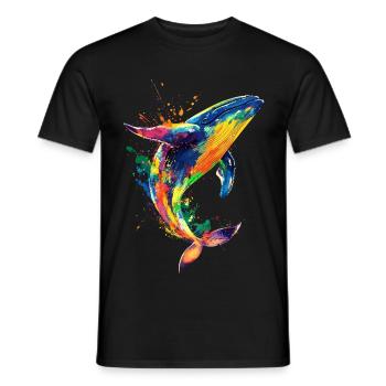 Wal Pop Art Bunt - Männer T-Shirt - Schwarz - Vorne - AI Model Male 178 light (178cm)